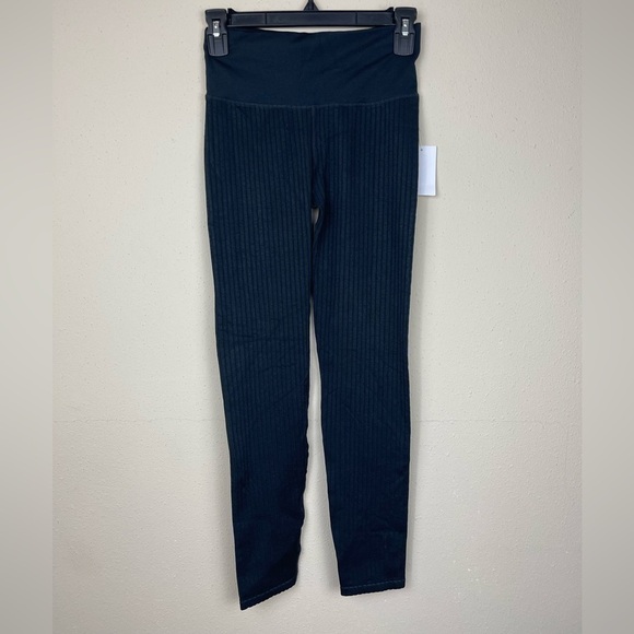 NWT Good American Black Wide Ribbed Seamless Leggings - Picture 5 of 6